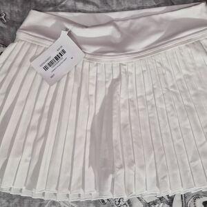 Varsity White Mini Pleated Skirt